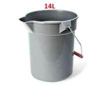 ถังน้ำพลาสติกมีหูหิ้ว 10,14 ลิตร ถังน้ำปากเหยือก ถังน้ำพลาสติกกลมมีหูหิ้วปากเหยือก10ลิตร สีเทา