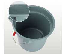 ถังน้ำพลาสติกมีหูหิ้ว 10,14 ลิตร ถังน้ำปากเหยือก ถังน้ำพลาสติกกลมมีหูหิ้วปากเหยือก10ลิตร สีเทา