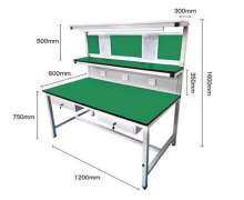 โต๊ะทำงานป้องกันไฟฟ้าสถิตย์ ESD โต๊ะปฏิบัติการโรงงานอิเล็กทรอนิกส์  โลหะผสมอลูมิเนียม แผ่น ESD สีเขียวหนา 2 มิล