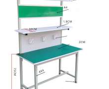 โต๊ะทำงานป้องกันไฟฟ้าสถิตย์ ESD โต๊ะปฏิบัติการโรงงานอิเล็กทรอนิกส์  โลหะผสมอลูมิเนียม แผ่น ESD สีเขียวหนา 2 มิล