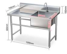อ่างล้างมือสแตนเลส ซิงค์สแตนเลสหลุมพร้อมโต๊ะ 1 หลุม 1 ก็อก พักขวา(พื้นที่วางของด้านขวา) สั่งทำตามขนาดที่ต้องการได้