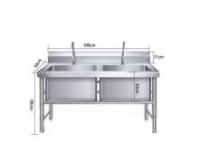 อ่างล้างมือสแตนเลส2หลุม ซิงค์ล้างจานสแตนเลสหลุมพร้อมโต๊ะ 2 หลุม 2 ก็อก รุ่น ST1-2-1 สั่งทำตามขนาดที่ต้องการได้
