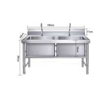 อ่างล้างมือสแตนเลส2หลุม ซิงค์ล้างจานสแตนเลสหลุมพร้อมโต๊ะ 2 หลุม 2 ก็อก รุ่น ST1-2-1 สั่งทำตามขนาดที่ต้องการได้