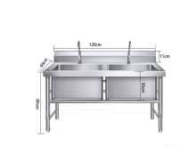 อ่างล้างมือสแตนเลส2หลุม ซิงค์ล้างจานสแตนเลสหลุมพร้อมโต๊ะ 2 หลุม 2 ก็อก รุ่น ST1-2-1 สั่งทำตามขนาดที่ต้องการได้