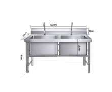 อ่างล้างมือสแตนเลส2หลุม ซิงค์ล้างจานสแตนเลสหลุมพร้อมโต๊ะ 2 หลุม 2 ก็อก รุ่น ST1-2-1 สั่งทำตามขนาดที่ต้องการได้