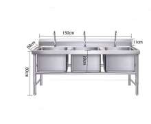 อ่างล้างมือสแตนเลส3หลุม ซิงค์ล้างจานสแตนเลสหลุมพร้อมโต๊ะ 3 หลุม 3 ก็อก รุ่น ST1-3-1 สั่งทำตามขนาดที่ต้องการได้