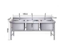 อ่างล้างมือสแตนเลส3หลุม ซิงค์ล้างจานสแตนเลสหลุมพร้อมโต๊ะ 3 หลุม 3 ก็อก รุ่น ST1-3-1 สั่งทำตามขนาดที่ต้องการได้