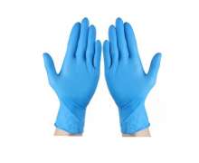 ถุงมือไนไตรสีฟ้า ถุงมือยางธรรมชาติ ชนิดใช้แล้วทิ้ง 1กล่อง มี 100 ชิ้น มีไซด์ M L  0