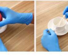 ถุงมือไนไตรสีฟ้า ถุงมือยางธรรมชาติ ชนิดใช้แล้วทิ้ง 1กล่อง มี 100 ชิ้น มีไซด์ M L 