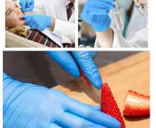 ถุงมือไนไตรสีฟ้า ถุงมือยางธรรมชาติ ชนิดใช้แล้วทิ้ง 1กล่อง มี 100 ชิ้น มีไซด์ M L 