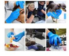 ถุงมือไนไตรสีฟ้า ถุงมือยางธรรมชาติ ชนิดใช้แล้วทิ้ง 1กล่อง มี 100 ชิ้น มีไซด์ M L 