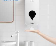 เครื่องจ่ายสบู่แบบติดผนังแบบกด 1000 ml โฟม ไม่ต้องเจาะรู เหมาะสำหรับโรงแรมและห้องน้ำสาธารณะในสนามบิน 0