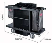 รถเข็นแม่บ้าน พลาสติก ล้อ 8 นิ้ว ถุงผ้า 2 ใบ สั้น 1 ใบ ยาว 1 ใบ ขนาด 580*1560*1230 mm. 0