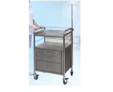 รถเข็นดมยา และฉุกเฉิน 3 ลิ้นชัก พร้อมเสาน้ำเกลือ แผ่น CPR