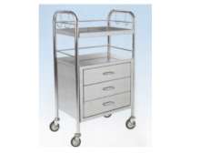 รถเข็นดมยา และฉุกเฉิน 3 ลิ้นชัก พร้อมเสาน้ำเกลือ แผ่น CPR