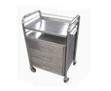 รถเข็นดมยา และฉุกเฉิน 3 ลิ้นชัก พร้อมเสาน้ำเกลือ แผ่น CPR