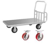 รถเข็นพื้นเรียบ สแตนเลส 304 ล้อ PU แดงขาเชื่อม รุ่นงานหนัก platform trolley Heavy-duty 0