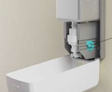 เครื่องจ่ายสบู่แบบติดผนังแบบกด 1000 ml โฟม ไม่ต้องเจาะรู เหมาะสำหรับโรงแรมและห้องน้ำสาธารณะในสนามบิน มีหัวปั้ม 