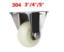 ล้อไนล่อนสีขาว ขาสแตนเลส304 ลูกปืนสแตนเลส เกรด 304