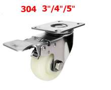 ล้อไนล่อนสีขาว ขาสแตนเลส304 ลูกปืนสแตนเลส เกรด 304