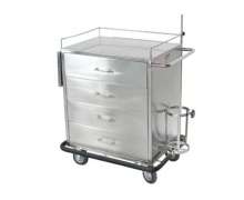 รถเข็นฉุกเฉิน 4 ลิ้นชัก รถเข็นฉุกเฉิน 4 ลิ้นชัก รถเข็นหัตถการ4ลิ้นชัก รถเข็นฉีดยารถเข็นดมยา แบบหนา รถเข็นติดเสาน้ำเกลือ มีลิ้นชัก 