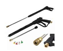 ปืนฉีดน้ำแรงดันสูง 300 บาร์ ปืนฉีดน้ำแรงดันสูงอย่างดี 300 บาร์ ขนาด 3/8" ปืนฉีดน้ำยาว 110cm ปืนฉีดน้ำแรงสูง งานหนัก ล้างแอร์ ล้างรถ ปลายปืนคอป 0