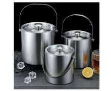 ถังใส่น้ำแข็งสองชั้นสแตนเลส 304 สำหรับไวน์ เบียร์ และใช้ในบ้าน คาราโอเกะ บาร์  โรงแรม มีพร้อมฉนวนกันความร้อน 0