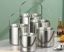ถังใส่น้ำแข็งสองชั้นสแตนเลส 304 สำหรับไวน์ เบียร์ และใช้ในบ้าน คาราโอเกะ บาร์  โรงแรม มีพร้อมฉนวนกันความร้อน