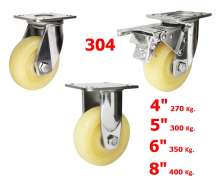 ล้อ ไนล่อน สีขาว แป้นสแตนเลส 304 0