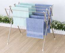 ราวตากผ้าอลูมิเนียมพับเก็บได้ ราวแขวนผ้า 9 เส้น พับได้  - สีเงิน