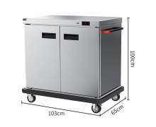 รถเข็นอุ่นอาหาร 4 ชั้น ถาดอาหารมีระบบอุ่น 4 ชั้น (8ถาด) ระยะช่องใส่อาหาร115mm.  food warmer cart 