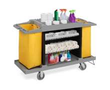 รถเข็นแม่บ้านพลาสติก ขนาด 54x150x99 ซม Housekeeping Carts  Maid Trolley รถเข็นแม่บ้านทำความสะอาด รุ่น F4-2 