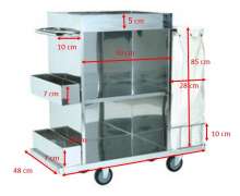 รถเข็นแม่บ้านสแตนเลส304 size 48x110x110 cm.(ไม่รวมยางกันชน)  CW-067-3 พร้อมถุงผ้า