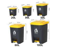 ถังขยะพลาสติกเท้าเหยียบ100ลิตร สีแดง เหลือง เขียว น้ำเงิน ขนาด  500*410*820 mm.ถังขยะขนาด 100 ลิตร ใช้ถุงขยะขนาด 30*40 นิ้ว