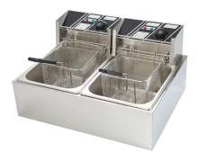 หม้อทอดไฟฟ้า 2ตะกร้า electric deep fryer ระบบไฟฟ้า 220V (6+6 ลิตร) (มาตรฐานยุโรปและอเมริกา)  0