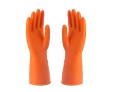 ถุงมือยางสีส้มหนา  หนา 60 มิล 