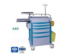 รถเข็นทางการแพทย์ ABS 5ลิ้นชัก รถเข็นฉุกเฉินช่วยชีวิต ขนาด 625*475*930 mm.