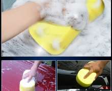 ฟองน้ำล้างรถทรงเลข8 ขนาด ฟองน้ำล้างรถ สีเหลือง เนื้อเหนียวนุ่ม ฟองน้ำเอนกประสงค์ ขนาด 21*10.5*5 ซม.