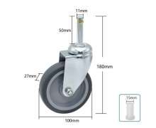 ล้อขนาด 4 นิ้ว แกน ยาว 11*50 mm มีพลาสติกสวม สำหรับรถเข็นพลาสติก 2 ชั้น 3 ชั้น 