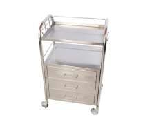 รถเข็นฉุกเฉิน 3 ลิ้นชัก Emergency Cart รถเข็นหัตถการ 3 ลิ้นชัก รถเข็นฉีดยารถเข็นตมยา แบบหนา 0