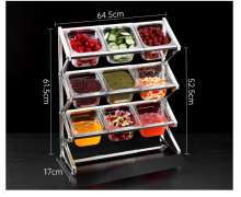 ชั้นวางเครื่องปรุงสแตนเลส ชั้นวางเครื่องปรุง ขนาด GN 1/6 จำนวน 9 ช่อง 0