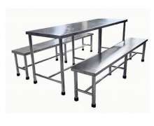 ชุดโต๊ะโรงอาหารพร้อมเก้าอี้สแตนเลส 0