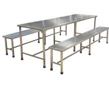 ชุดโต๊ะโรงอาหารพร้อมเก้าอี้สแตนเลส
