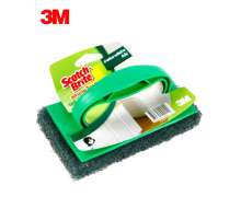 Scotch-Brite™M แผ่นใยขัดพร้อมด้ามจับ, สีเขียว, สำหรับงานขัดทั่วไป, 12 ชิ้น/ลัง 3M (ราคาต่อ1 ชิ้น) 0